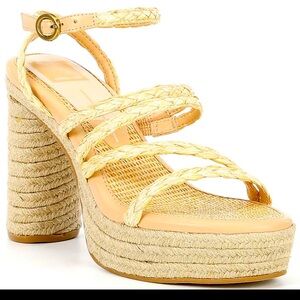 Dolce Vita Catina Raffia Ankle Wrsp Strsppy Platform Sandals.